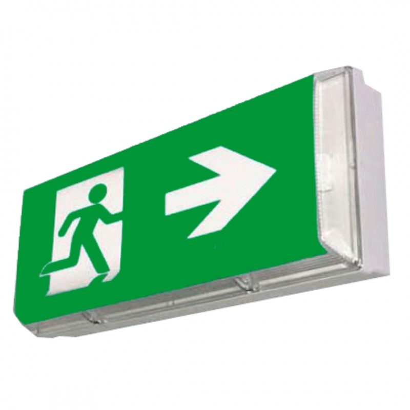 8w LED Exit Light, Surface Wall Mount, 24m Viewing Distance, IP65