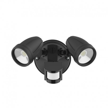 30w Surface Mount Twin LED Security SpotLight with Sensor Black